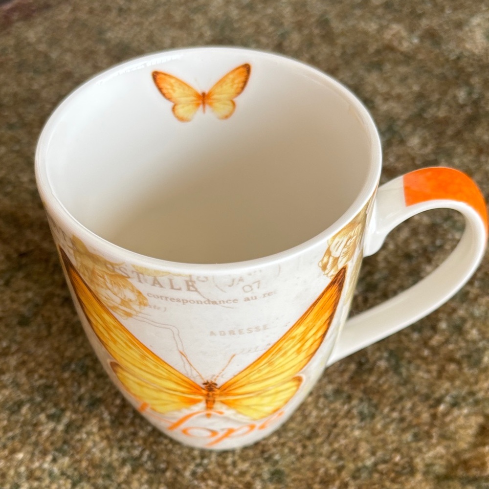 NWOT Butterfly Hope Mug - Orange and Yellow - Picture 4 of 8